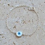 Bracelet argent 925 et oeil nacre - XS