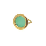 Bague dorée pierre ronde plate