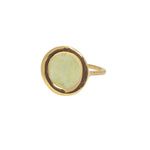 Bague dorée pierre ronde plate - 50 / PREHNITE