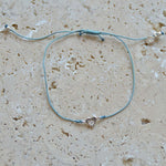 Bracelet fil fin coloré coeur argent 925 et zircon - BLEU