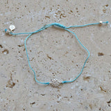 Bracelet tressé fleur argent 925 et zircons