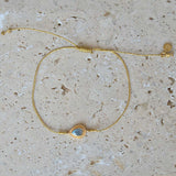 Bracelet tressé et goutte pierre - DORÉ & LABRADORITE
