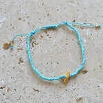 Bracelet tressé kaki dent de requin dorée - TURQUOISE