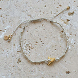 Bracelet tressé kaki dent de requin dorée - KAKI