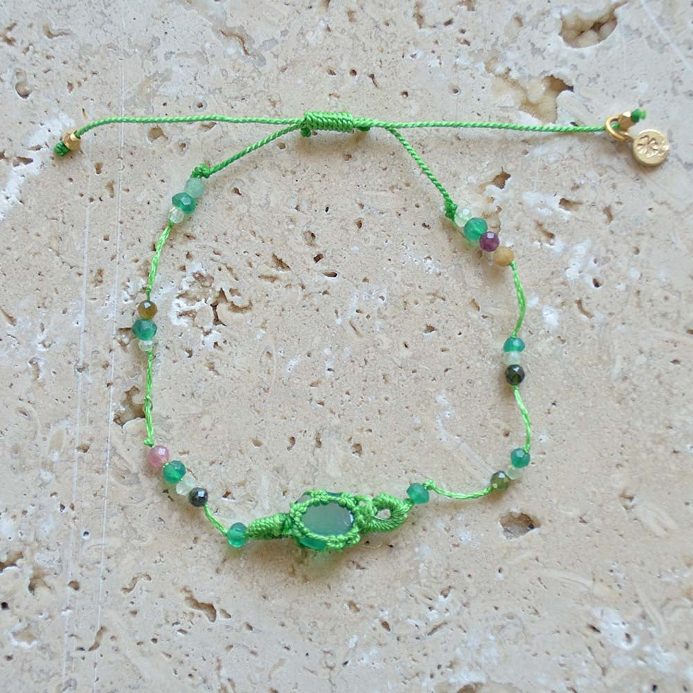 Bracelet tressére et pierres - BRACELET VERT
