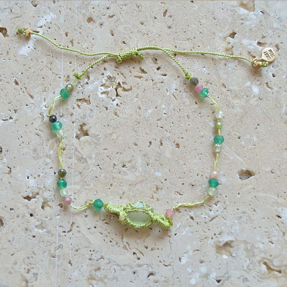 Bracelet tressére et pierres - BRACELET VERT POMME