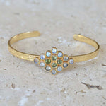 Jonc doré texturé losange de pierres - TOURMALINE & PIERRE