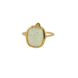 Bague dorée duo pierre facettée - 50 / PREHNITE & PERIDOT