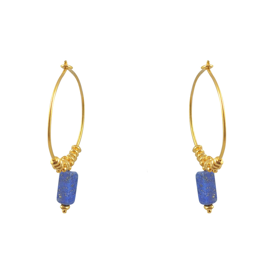 Créoles dorées et pierre carrée - LAPIS