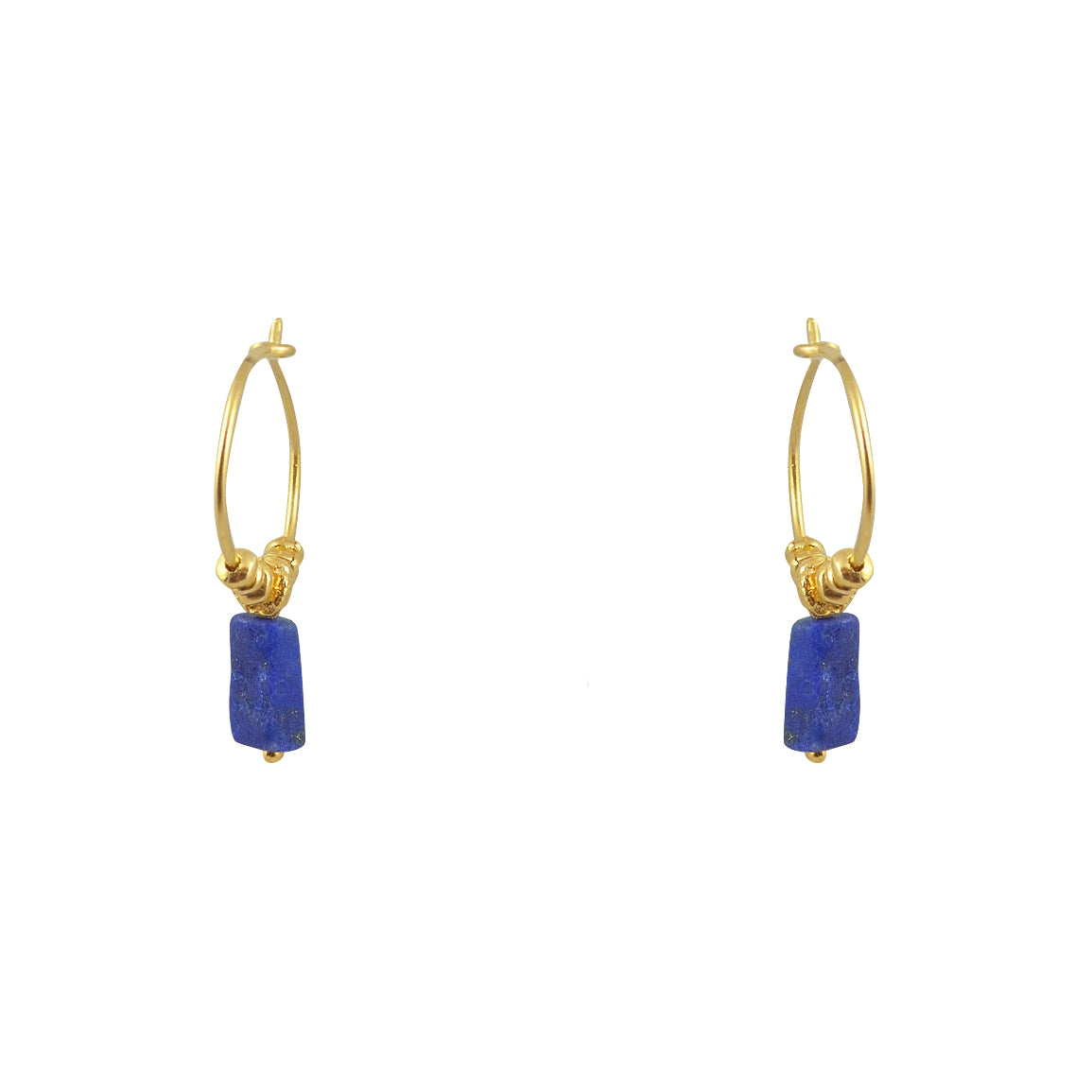 Créoles dorées et et pierres rectangulaires - LAPIS