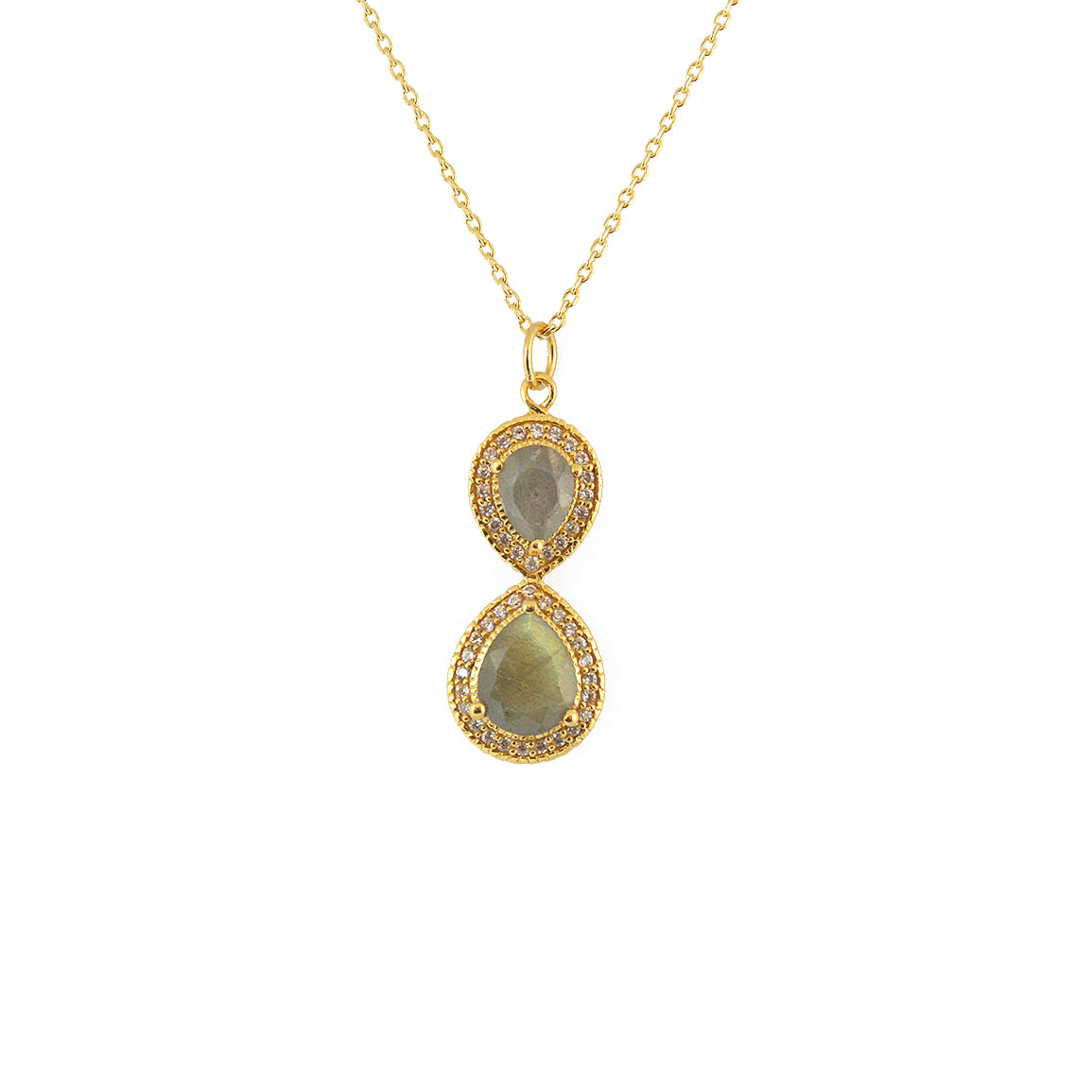 Collier doré infini pierre et zircons - LABRADORITE