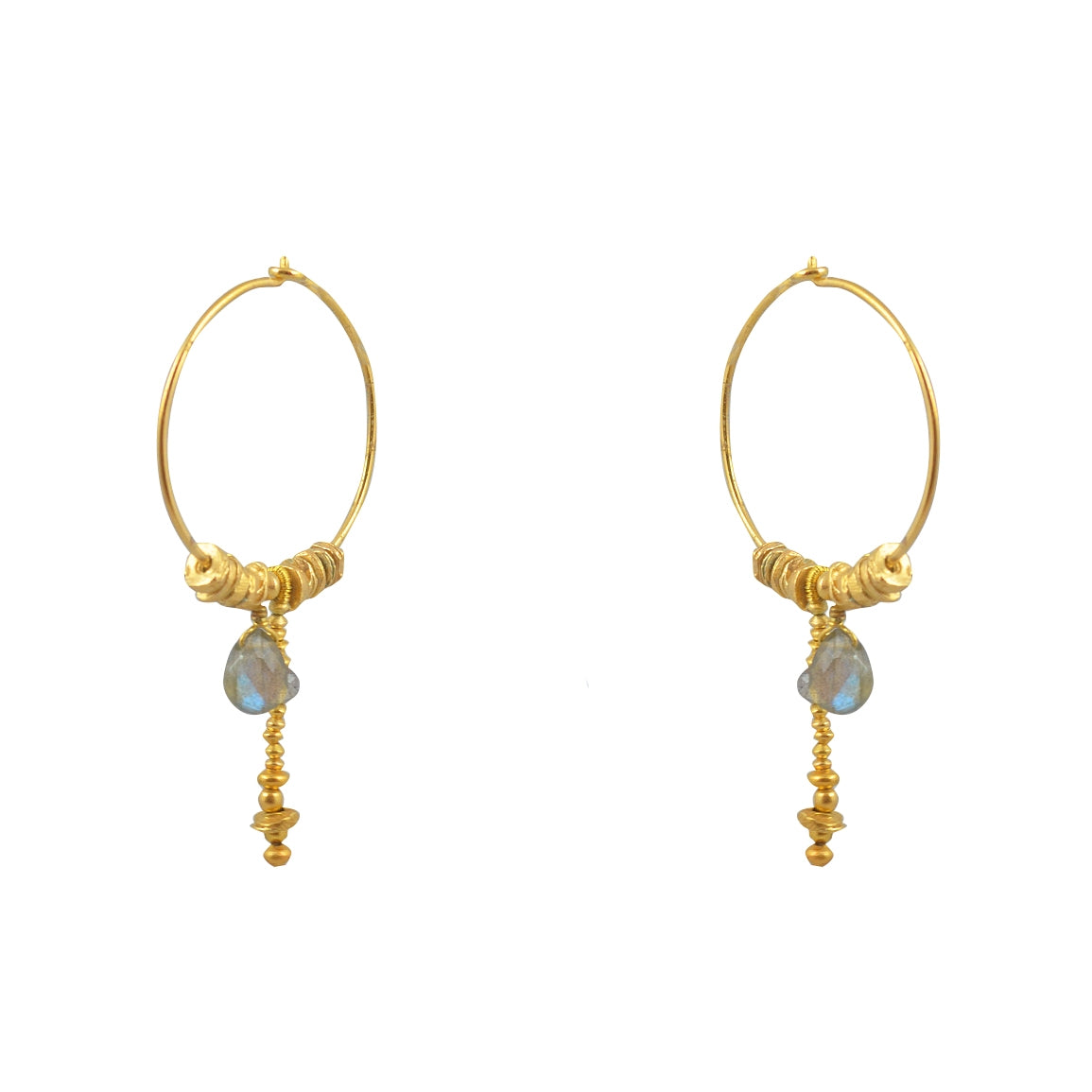 Créoles dorées pierre et chaine - LABRADORITE
