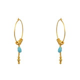 Créoles dorées pierre et chaine - TURQUOISE