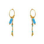 Mini créoles dorées chaine et pierres - TURQUOISE