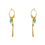 Mini créoles dorées chaine et pierres - ONYX VERTE