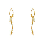 Mini créoles dorées chaine et pierres - PERLE DE CULTURE