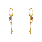 Mini créoles dorées chaine et pierres - GRENAT & RUBIS