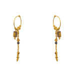 Mini créoles dorées chaine et pierres - OEIL DE TIGRE