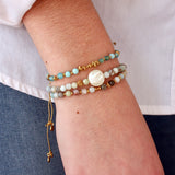 Bracelet cordon doré et pierres naturelles