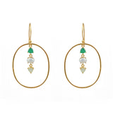 Boucles dorées anneau et multi pierres - ONYX VERTE - PERLE