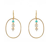 Boucles dorées anneau et multi pierres