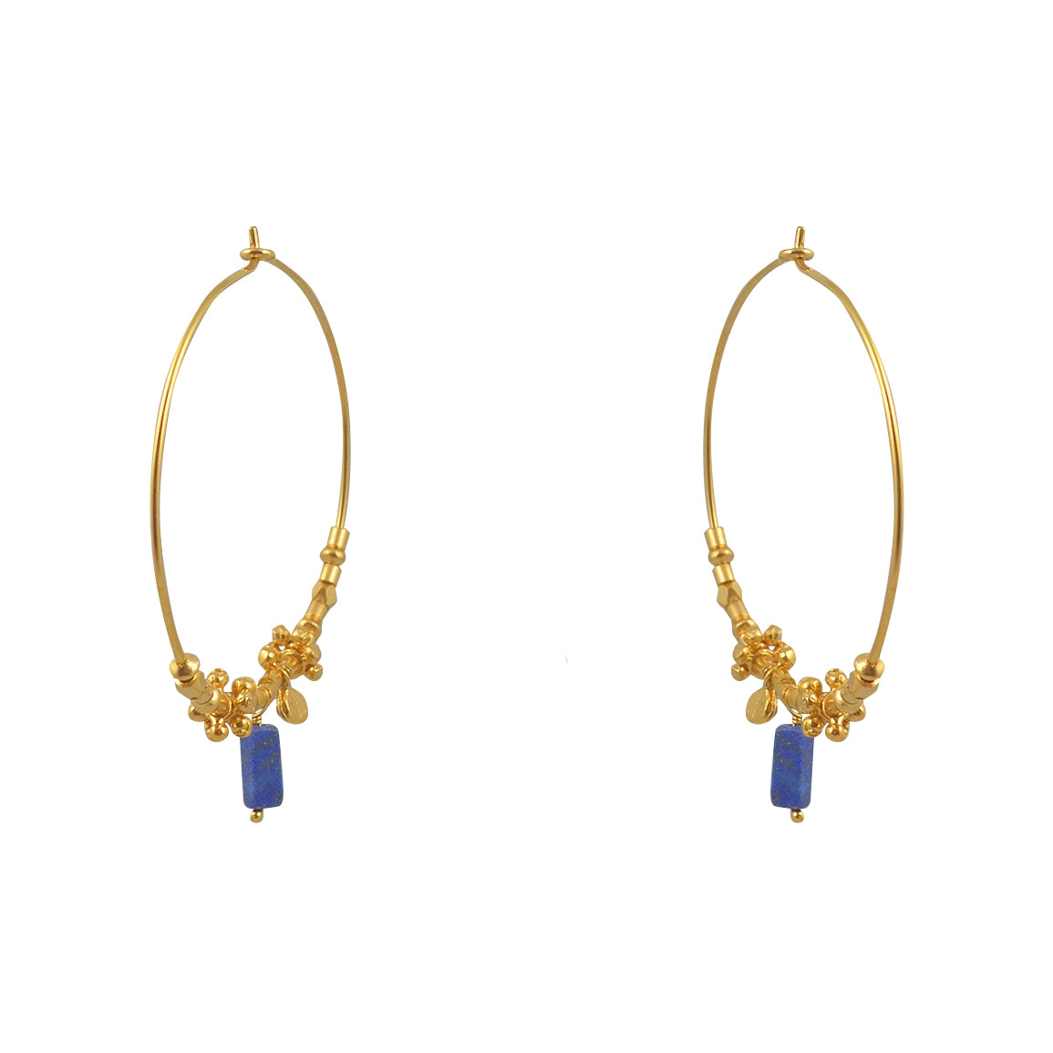 Créoles XL dorées et pierre carrée - LAPIS