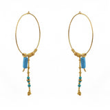 Créoles XL dorées chaine et pierres - TURQUOISE