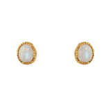 Boucles puces dorées pierre cabochon