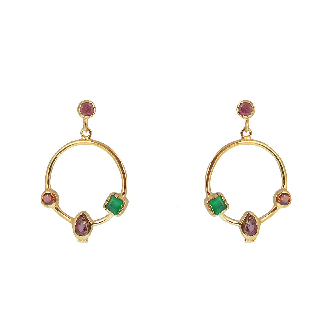 Boucles dorées anneau multi pierres