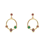 Boucles dorées anneau multi pierres