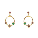 Boucles dorées anneau multi pierres
