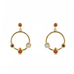 Boucles dorées anneau multi pierres - GRENAT - ONYX ROUGE -