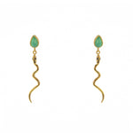 Boucles dorées serpent et pierre naturelle - ONYX VERTE