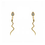 Boucles dorées serpent et pierre naturelle - LABRADORITE