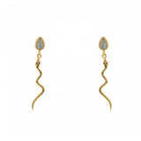 Boucles dorées serpent et pierre naturelle - LABRADORITE