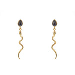 Boucles dorées serpent et pierre naturelle - ONYX NOIRE