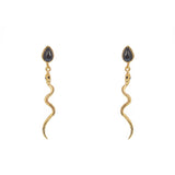 Boucles dorées serpent et pierre naturelle - ONYX NOIRE