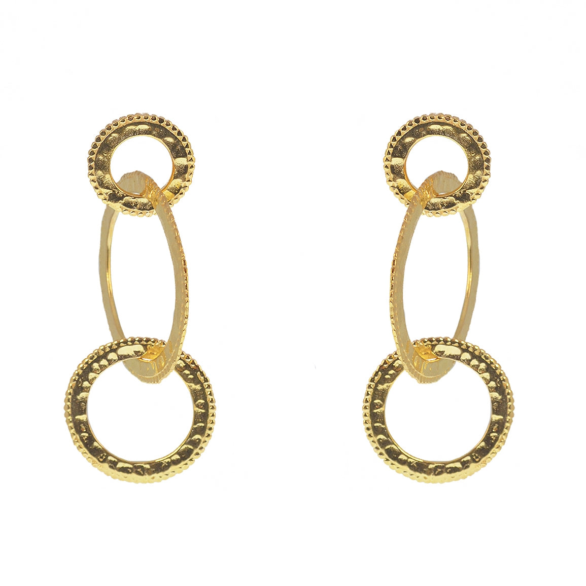 Boucles dorées anneaux martelés