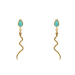 Boucles dorées serpent et pierre naturelle - TURQUOISE