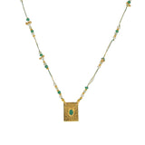 Collier cordon multi pierres plaque arbre de vie et pierre -