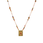 Collier cordon multi pierres plaque arbre de vie et pierre -