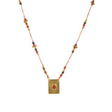 Collier cordon multi pierres plaque arbre de vie et pierre -