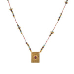 Collier cordon multi pierres plaque arbre de vie et pierre -