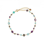 Bracelet de cheville doré et pierres - GRENAT - PYRITE GRISE