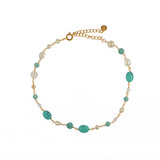Bracelet de cheville doré et pierres - TURQUOISE - PERLE DE
