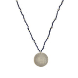 Collier cordon bleu marine médaille bouddha argent 925
