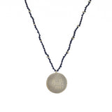 Collier cordon bleu marine médaille bouddha argent 925