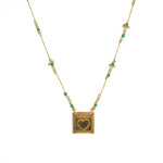 Collier cordon doré pierres et plaque bonheur coeur - ONYX