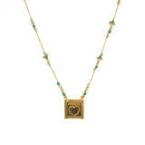 Collier cordon doré pierres et plaque bonheur coeur - ONYX