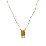 Collier cordon pierres plaque astres et pampilles - ONYX